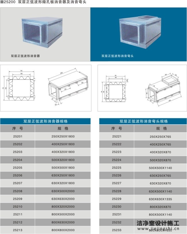 25200 双层正弦波形微孔板消音器及消音弯头